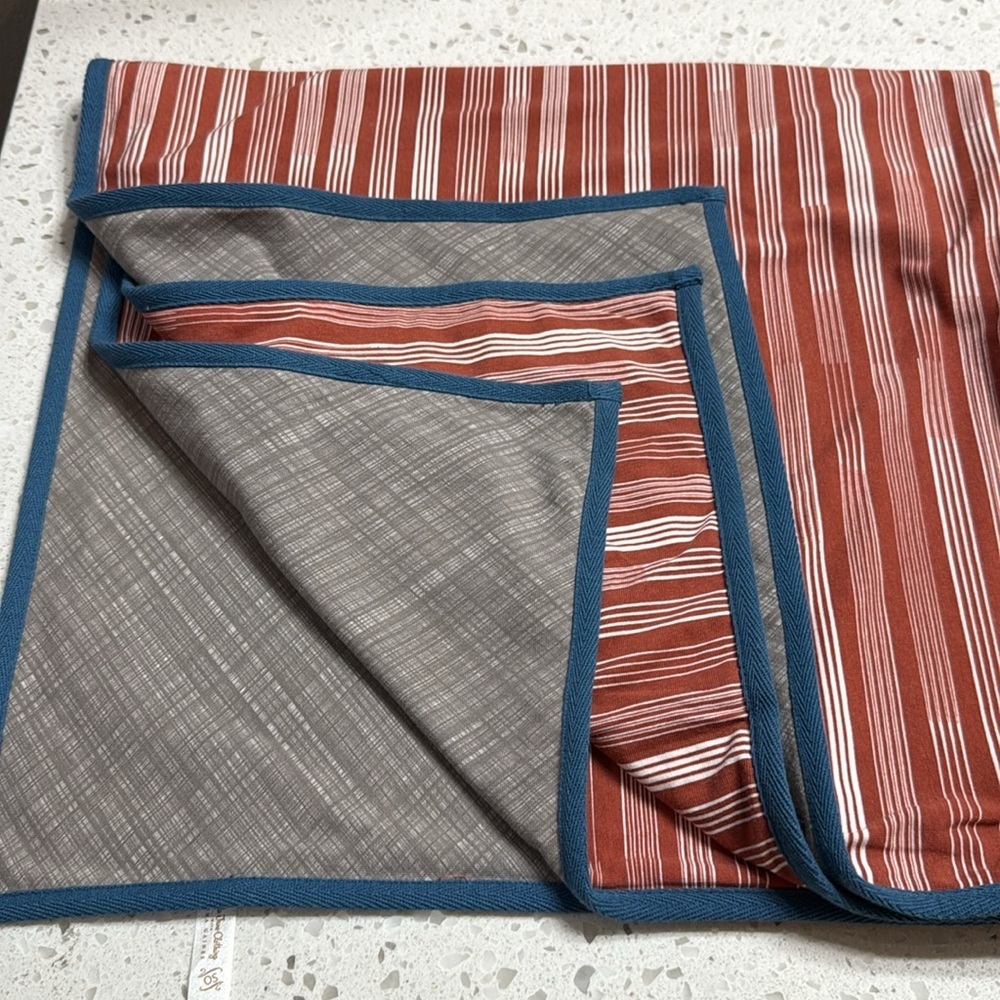 Mathilda Jane/Johana Gaines blanket Reversible Unisex Grey/terracotta stripe